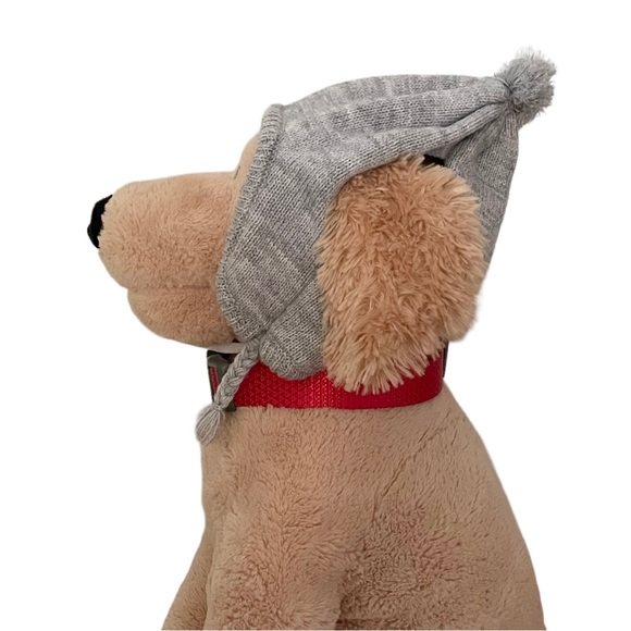 Dog Knit Winter Hat + Red Collar L Gray Red - Picture 4 of 14